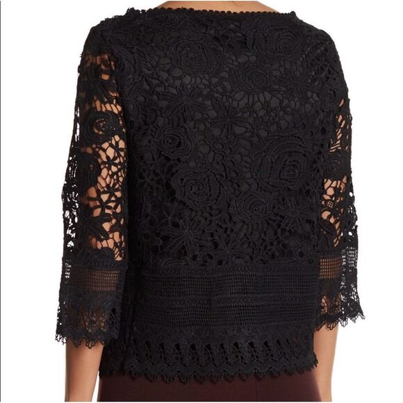 VERTIGO PARIS Boatneck Lace Top L Black VT34822 - Picture 2 of 6